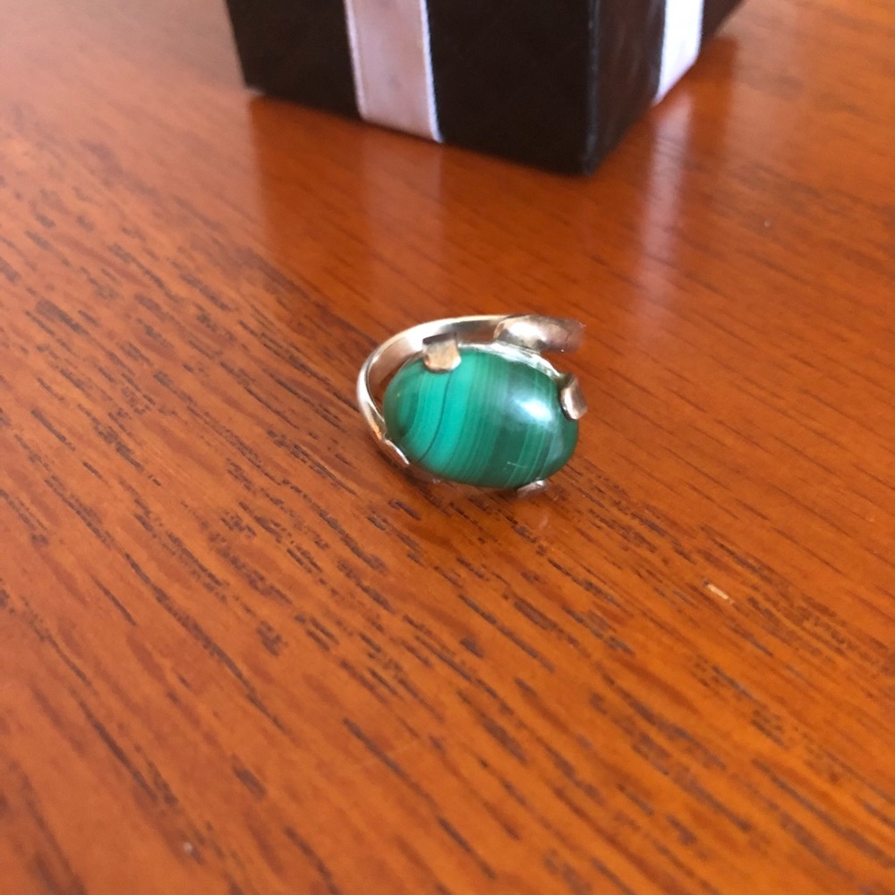 Malachite Sterling Silver Ring - image 4